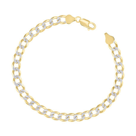 925 Sterling Silver Solid Super Flat Cuban Chain Two-tone 180 6.8mm