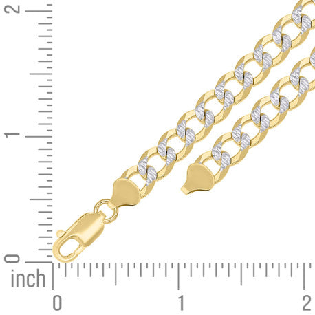 925 Sterling Silver Solid Super Flat Cuban Chain Two-tone 180 6.8mm