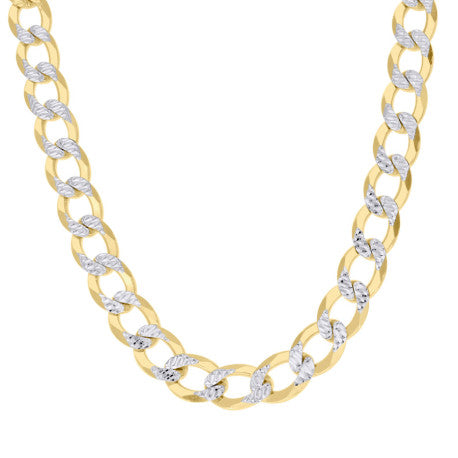 925 Sterling Silver Solid Super Flat Cuban Chain Two-tone 200 7.4mm