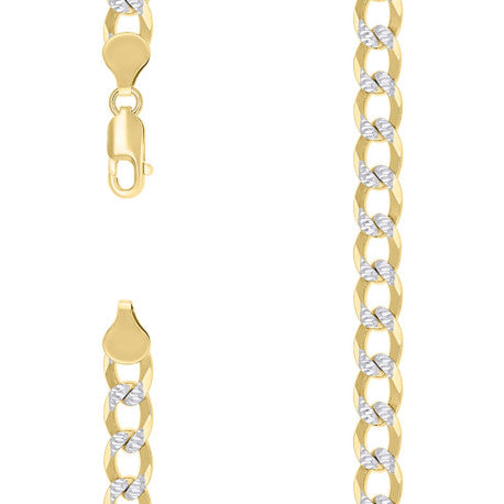 925 Sterling Silver Solid Super Flat Cuban Chain Two-tone 200 7.4mm
