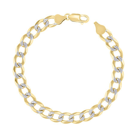 925 Sterling Silver Solid Super Flat Cuban Chain Two-tone 200 7.4mm
