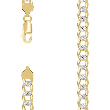 925 Sterling Silver Solid Super Flat Cuban Chain Two-tone 250 8.7mm