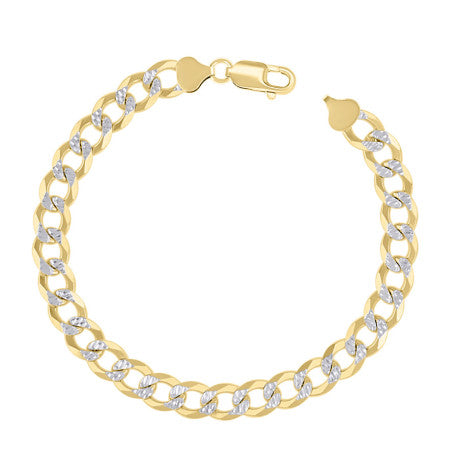 925 Sterling Silver Solid Super Flat Cuban Chain Two-tone 250 8.7mm