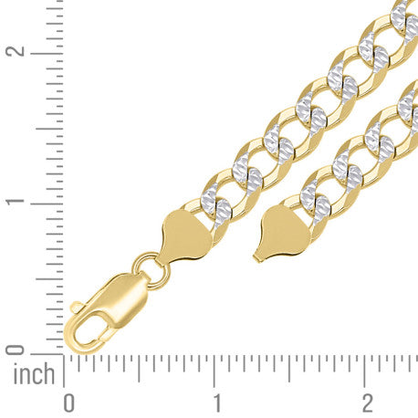 925 Sterling Silver Solid Super Flat Cuban Chain Two-tone 250 8.7mm