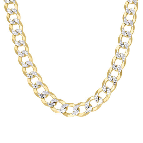 925 Sterling Silver Solid Super Flat Cuban Chain Two-tone 250 8.7mm