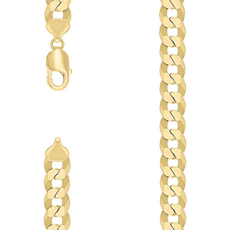 925 Sterling Silver Solid Super Flat Cuban Chain Yellow 300 10.5mm
