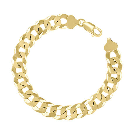 925 Sterling Silver Solid Super Flat Cuban Chain Yellow 300 10.5mm