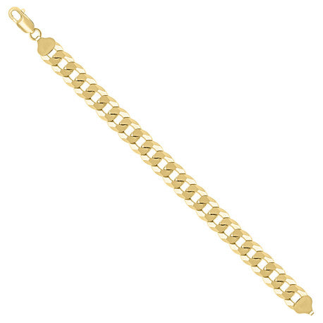 925 Sterling Silver Solid Super Flat Cuban Chain Yellow 300 10.5mm