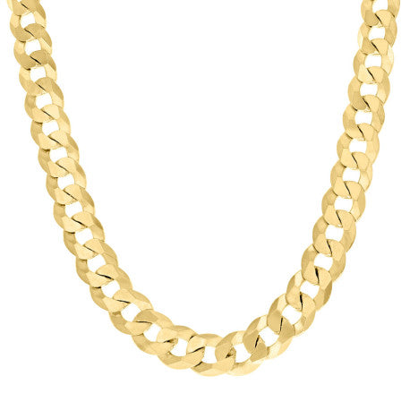 925 Sterling Silver Solid Super Flat Cuban Chain Yellow 300 10.5mm