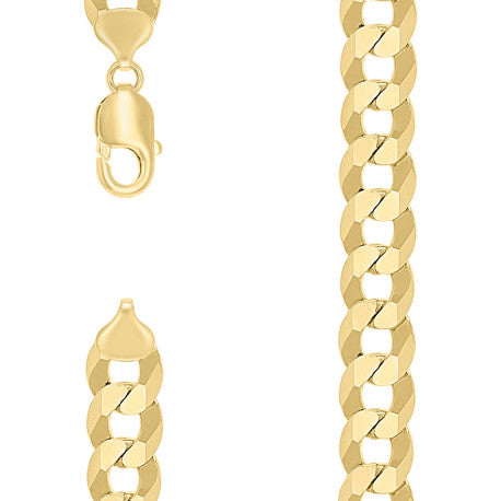 925 Sterling Silver Solid Super Flat Cuban Chain Yellow 350 12.5mm