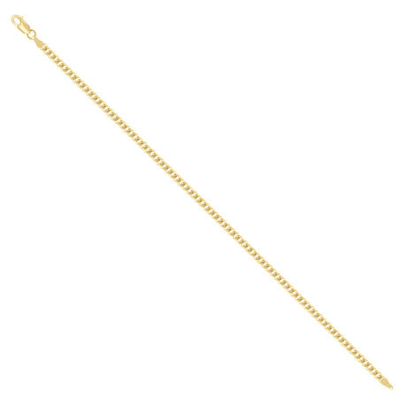 925 Sterling Silver Solid Super Flat Cuban Chain Yellow 080 2.8mm