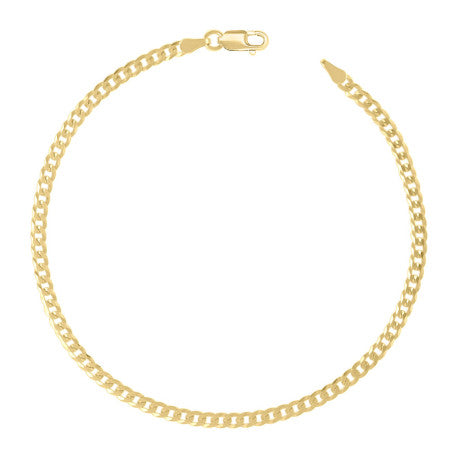 925 Sterling Silver Solid Super Flat Cuban Chain Yellow 080 2.8mm