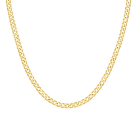 925 Sterling Silver Solid Super Flat Cuban Chain Yellow 080 2.8mm