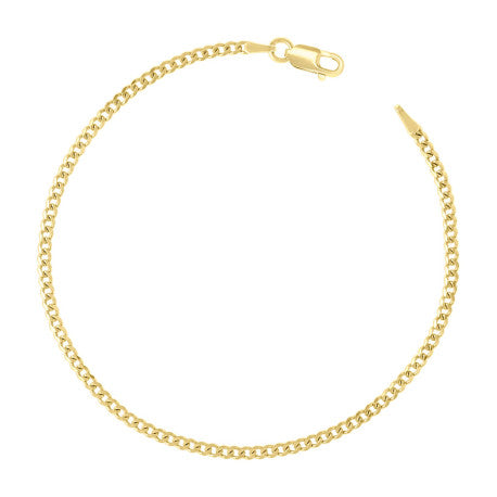 925 Sterling Silver Solid Super Flat Cuban Chain Yellow 060 2mm