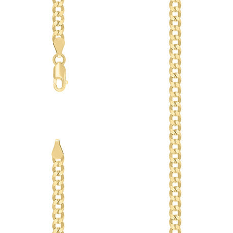 925 Sterling Silver Solid Super Flat Cuban Chain Yellow 100 3.7mm