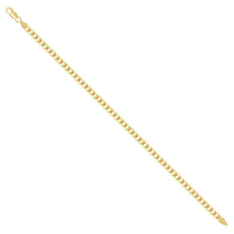 925 Sterling Silver Solid Super Flat Cuban Chain Yellow 100 3.7mm