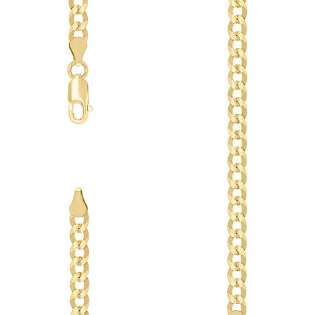 925 Sterling Silver Solid Super Flat Cuban Chain Yellow 120 4.2mm
