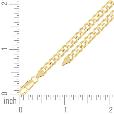 925 Sterling Silver Solid Super Flat Cuban Chain Yellow 120 4.2mm