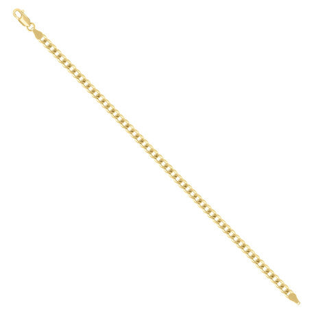 925 Sterling Silver Solid Super Flat Cuban Chain Yellow 120 4.2mm