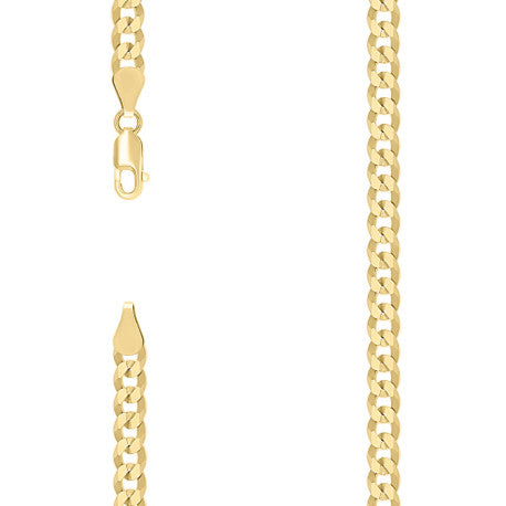 925 Sterling Silver Solid Super Flat Cuban Chain Yellow 150 5.2mm