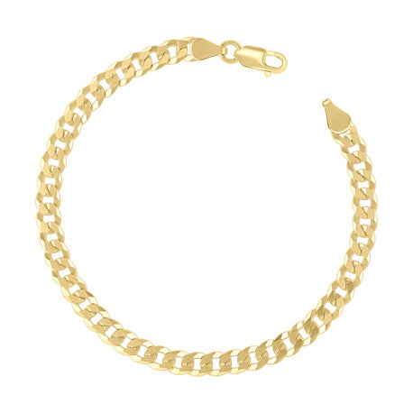 925 Sterling Silver Solid Super Flat Cuban Chain Yellow 150 5.2mm