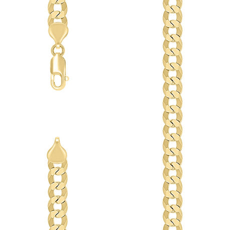 925 Sterling Silver Solid Super Flat Cuban Chain Yellow 180 6.8mm