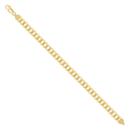 925 Sterling Silver Solid Super Flat Cuban Chain Yellow 180 6.8mm