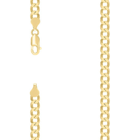 925 Sterling Silver Solid Super Flat Cuban Chain Yellow 160 6mm