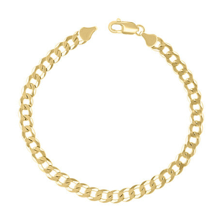 925 Sterling Silver Solid Super Flat Cuban Chain Yellow 160 6mm