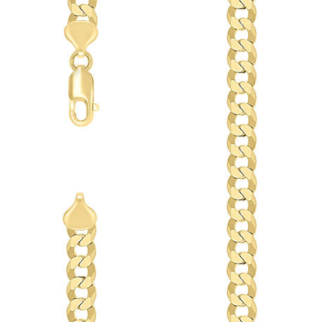 925 Sterling Silver Solid Super Flat Cuban Chain Yellow 200 7.4mm