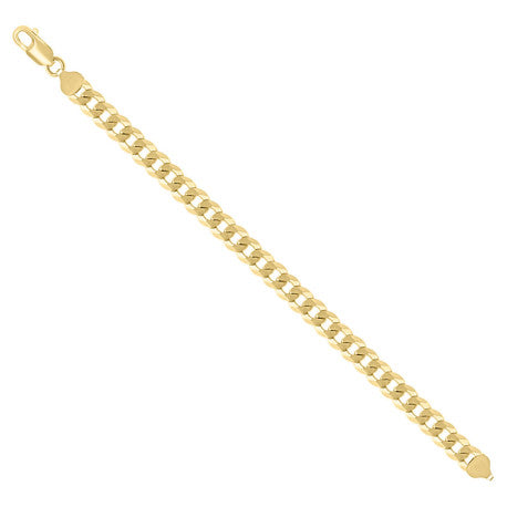 925 Sterling Silver Solid Super Flat Cuban Chain Yellow 200 7.4mm