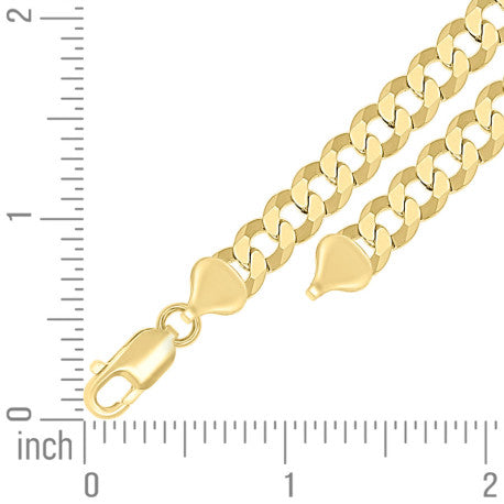 925 Sterling Silver Solid Super Flat Cuban Chain Yellow 200 7.4mm