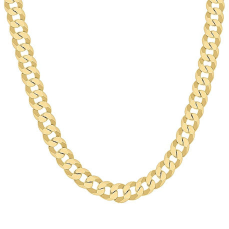 925 Sterling Silver Solid Super Flat Cuban Chain Yellow 250 8.7mm