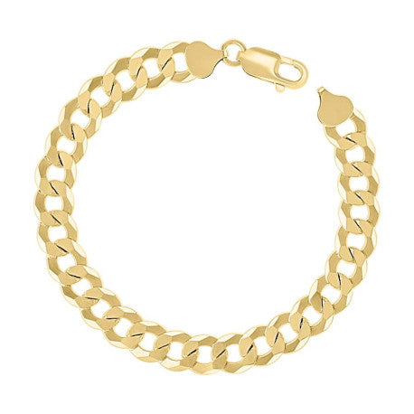 925 Sterling Silver Solid Super Flat Cuban Chain Yellow 250 8.7mm