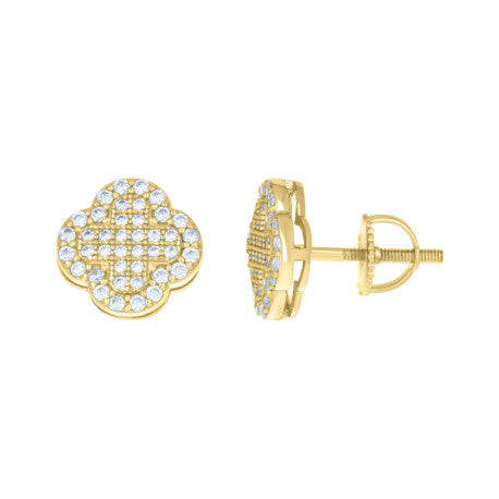 925 Silver Sterling Cz Four-Leaf Clover Earring