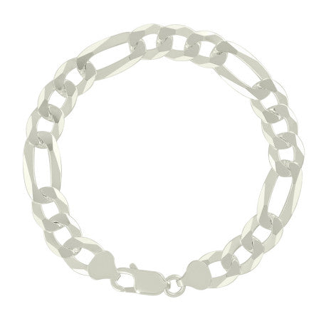 925 Sterling Silver Super Flat Figaro Chain Silver Plated 250 10mm