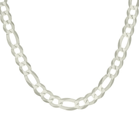 925 Sterling Silver Super Flat Figaro Chain Silver Plated 280 11mm