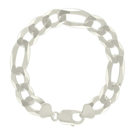 925 Sterling Silver Super Flat Figaro Chain Silver Plated 300 12mm