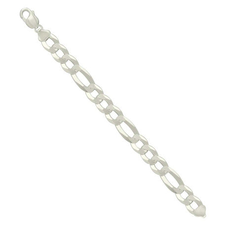 925 Sterling Silver Super Flat Figaro Chain Silver Plated 300 12mm