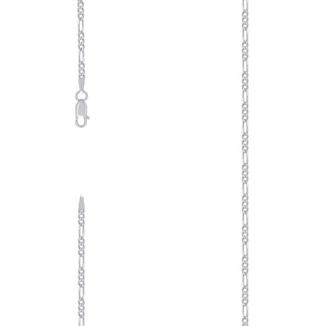 925 Sterling Silver Super Flat Figaro Chain Rhodium Plated 060 2.3mm