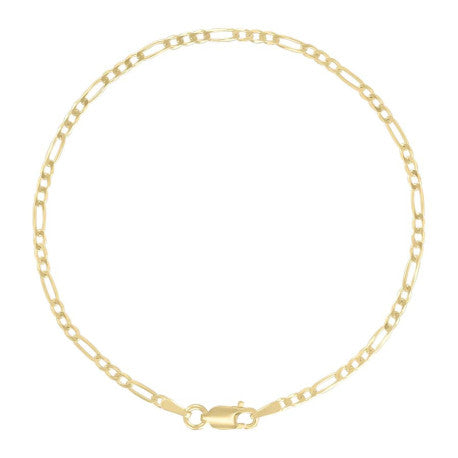 925 Sterling Silver Super Flat Figaro Chain Yellow Plated 060 2.3mm