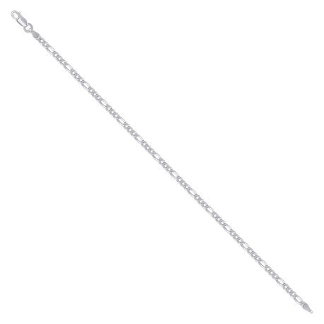 925 Sterling Silver Super Flat Figaro Chain Rhodium Plated 080 2.9mm