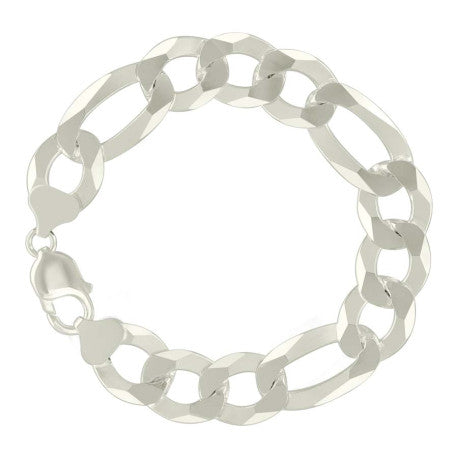 925 Sterling Silver Super Flat Figaro Chain Silver Plated 350 13.5mm