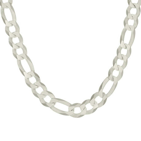 925 Sterling Silver Super Flat Figaro Chain Silver Plated 350 13.5mm