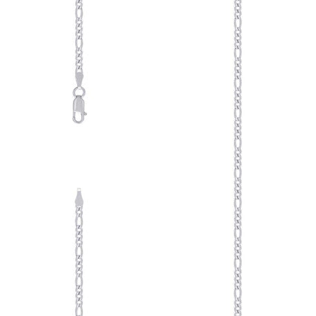 925 Sterling Silver Super Flat Figaro Chain Rhodium Plated 100 3.9mm