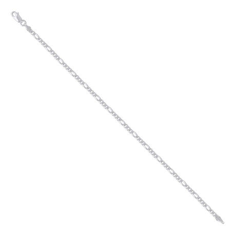 925 Sterling Silver Super Flat Figaro Chain Rhodium Plated 100 3.9mm