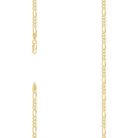 925 Sterling Silver Super Flat Figaro Chain Yellow Plated 100 3.9mm