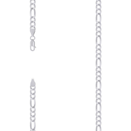 925 Sterling Silver Super Flat Figaro Chain Rhodium Plated 120 4.9mm