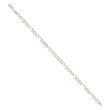925 Sterling Silver Super Flat Figaro Chain Silver Plated 120 4.9mm