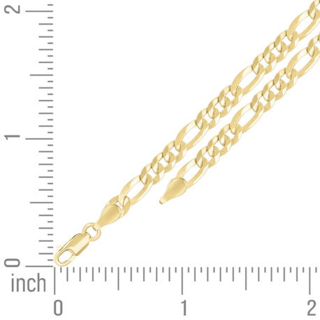 925 Sterling Silver Super Flat Figaro Chain Yellow Plated 120 4.9mm